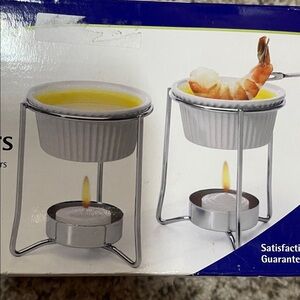 White and Silver Fondue Set